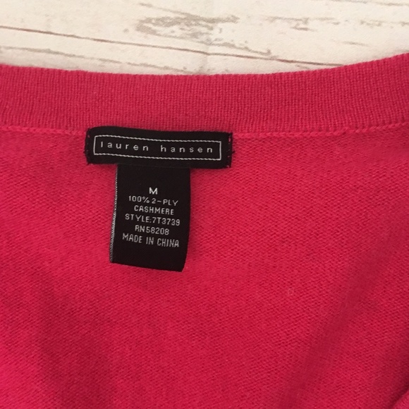 lauren hansen womens m hot pink cardigan sweater 1 - Picture 3 of 3